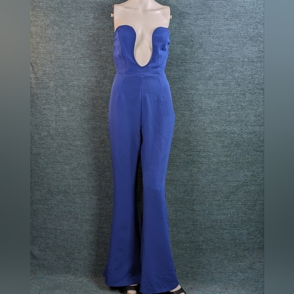 Pretty Little Thing Cobalt Extreme Underwire Bandeau Jumpsuit - Picture 2 of 16